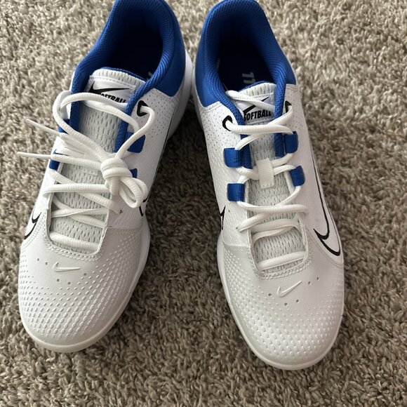 NWOB Nike Women Hyperdiamond 4 Pro MCS Softball Cleats Color: Royal/White Size 9 - Picture 2 of 11